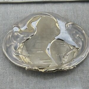 Signed Vintage Charmant Belts Beverly Hills Gold Tone‎ Cranes Belt Buckle